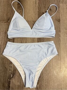 Striped Light Blue Bikini